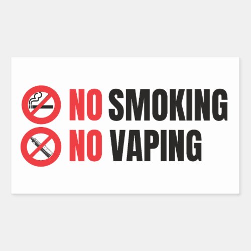 No Smoking No Vaping  Rectangular Sticker