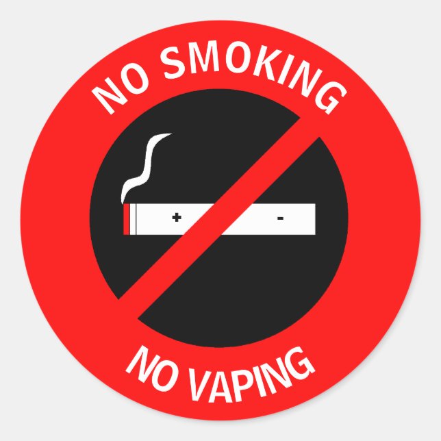 NO SMOKING NO VAPING SIGN CLASSIC ROUND STICKER (Front)