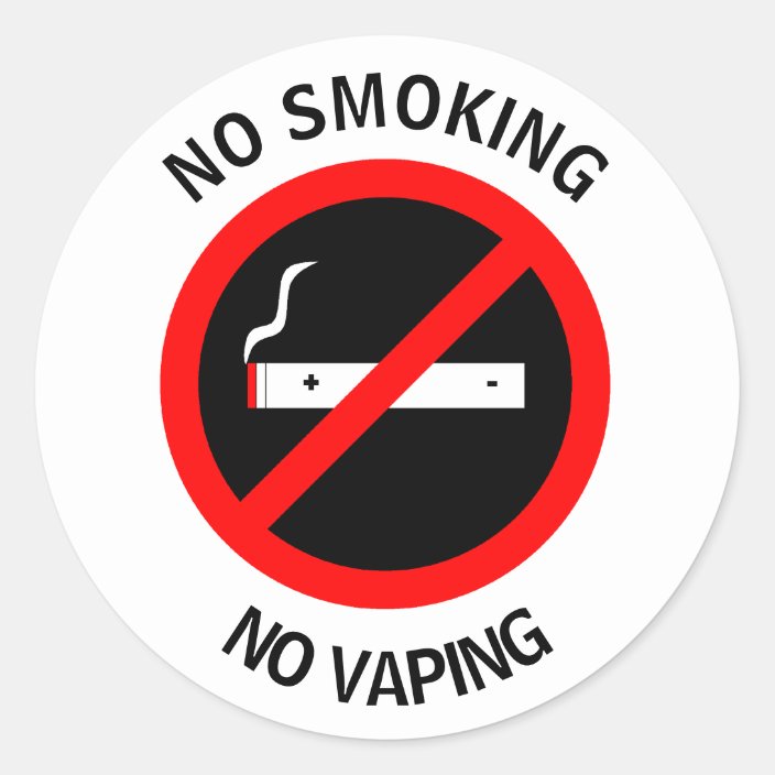 NO SMOKING NO VAPING SIGN CLASSIC ROUND STICKER | Zazzle.com