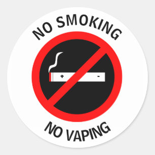 NO SMOKING NO VAPING SIGN CLASSIC ROUND STICKER