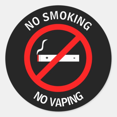 NO SMOKING NO VAPING SIGN CLASSIC ROUND STICKER