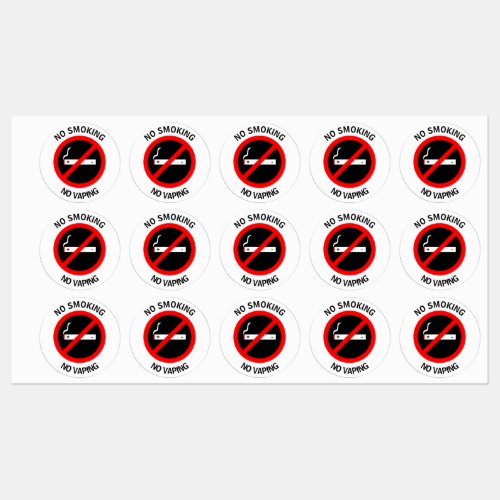 NO SMOKING NO VAPING SIGN CLASSIC ROUND STICKER