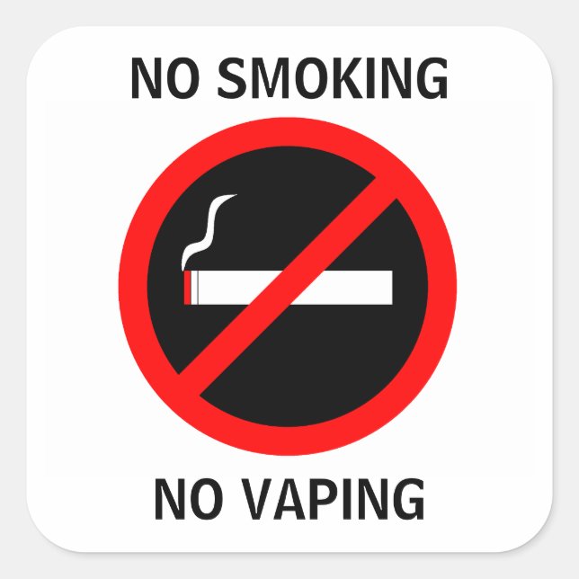 NO SMOKING NO VAPING SIGN SQUARE STICKER (Front)