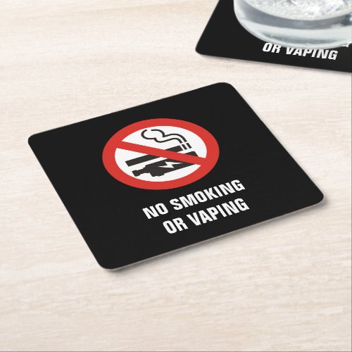 No Smoking or Vaping Square Paper Coaster