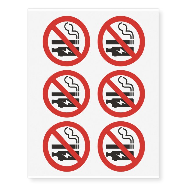 No Smoking or Vaping Temporary Tattoos (Front)
