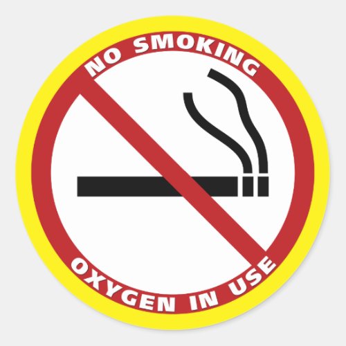 No Smoking _ Oxygen in Use _ No Fumar Classic Round Sticker