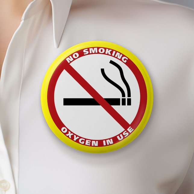 No Smoking - Oxygen in Use - No Fumar Pinback Button (Custom Button)