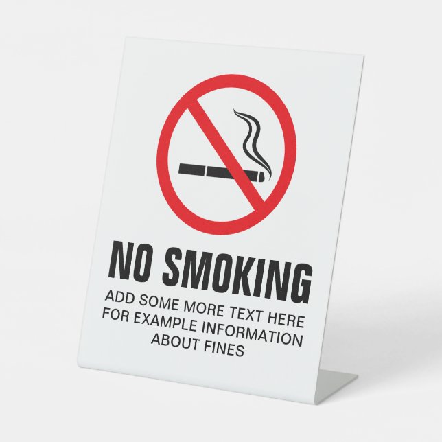 No smoking pedestal sign with custom text (Front)