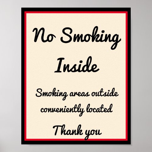 No Smoking Poster 3 Custom Text Areas