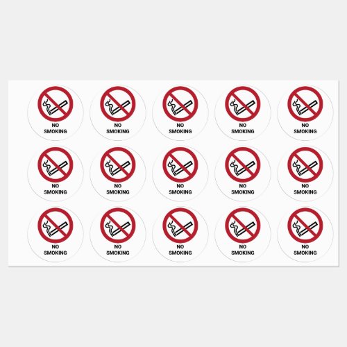No Smoking Set of 30 Prohibition Labels