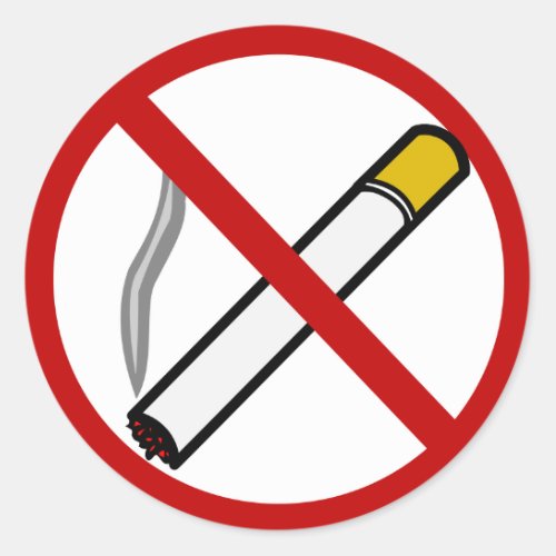 No Smoking Sign Cigarette Tobacco Symbol Classic Round Sticker