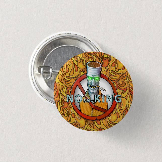 no smoking sign - funny cigaret character button (Front & Back)
