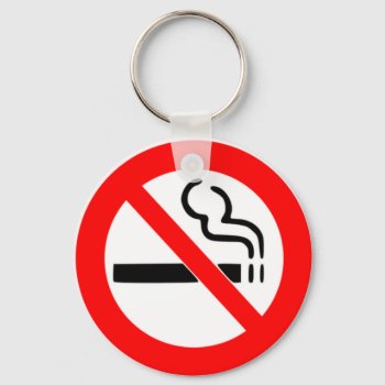 No Smoking Sign - Smoking Prohibited Keychain by myMegaStore at Zazzle