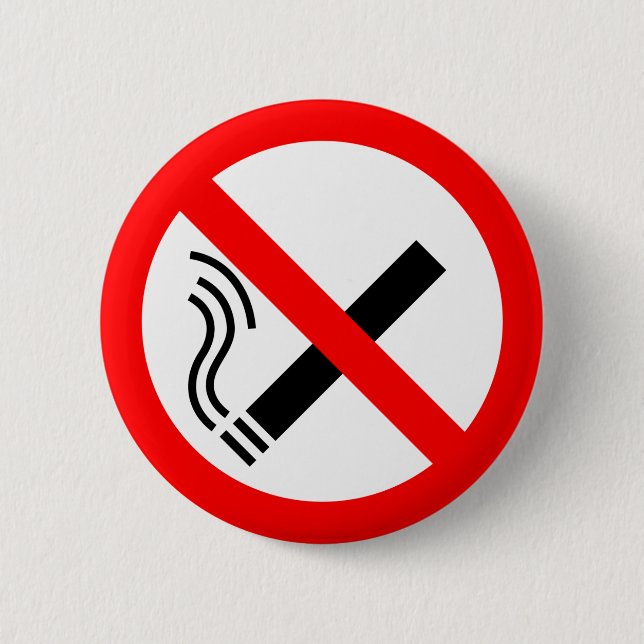 NO Smoking Sign - UK Signage Pinback Button (Front)