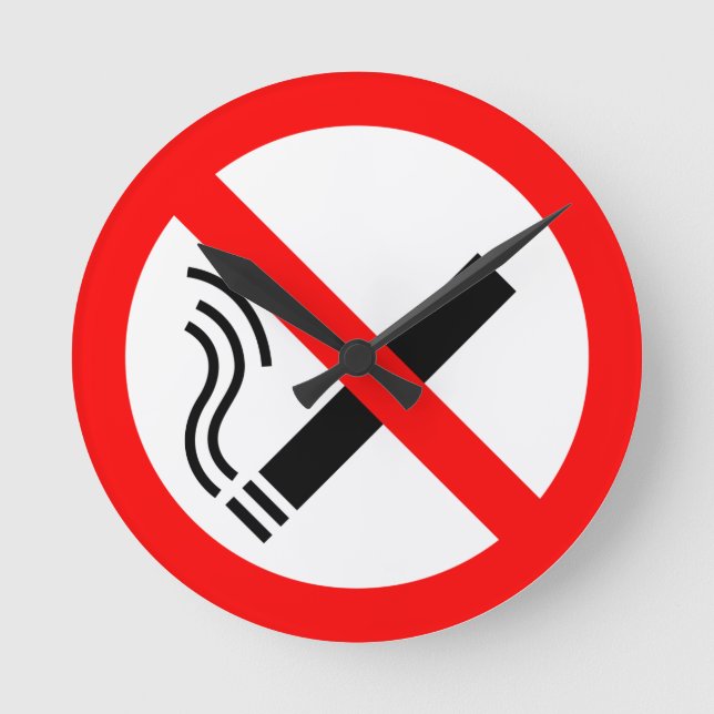 NO Smoking Sign - UK Signage Round Clock (Front)