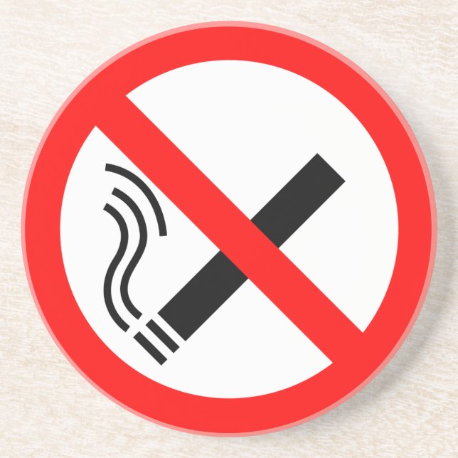NO Smoking Sign - UK Signage Sandstone Coaster (Front)
