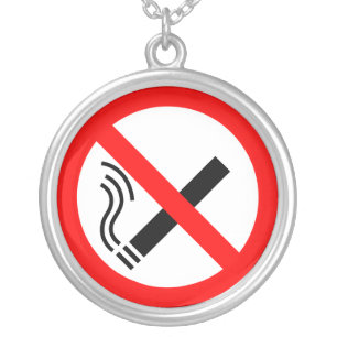 NO Smoking Sign - UK Signage Silver Plated Necklace