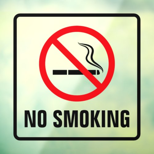No smoking sign window cling with black border