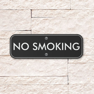 No Smoking Simple Modern Black White Outdoor Metal Sign