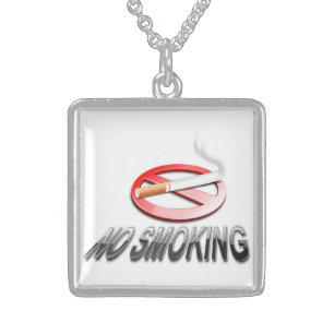 NO SMOKING STERLING SILVER NECKLACE