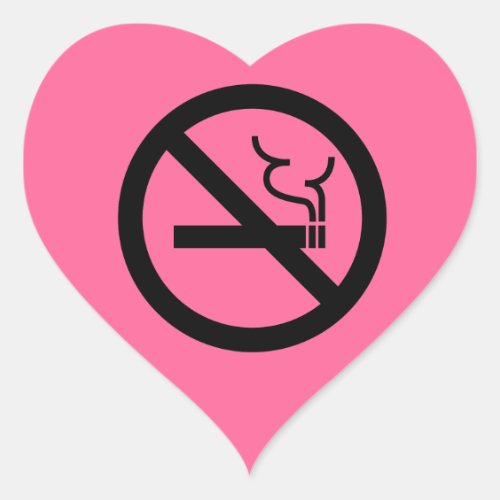 No Smoking Symbol Heart Sticker