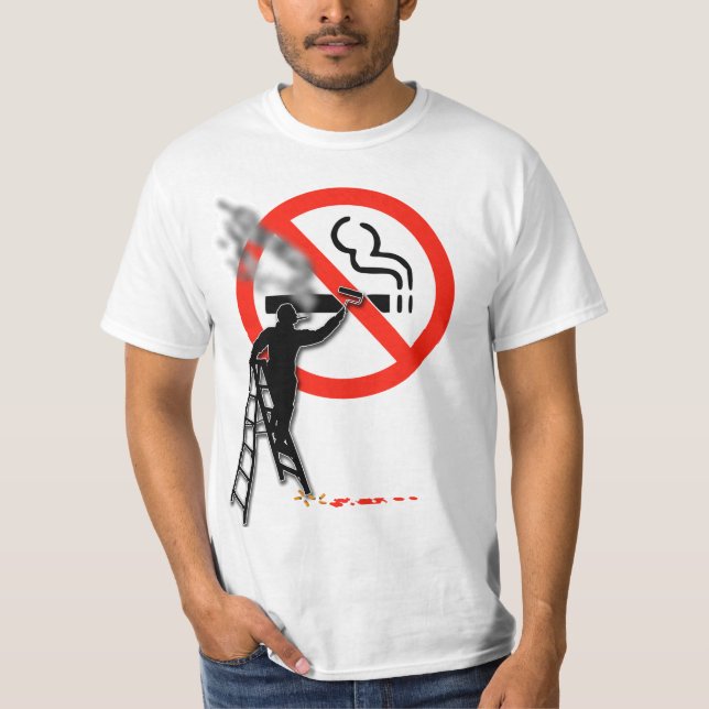 No Smoking Symbol...with the painter smoking T-Shirt (Front)