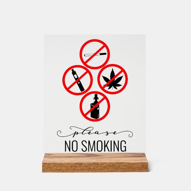 No Smoking Vacation Home Rental House  Acrylic Sign (Front)