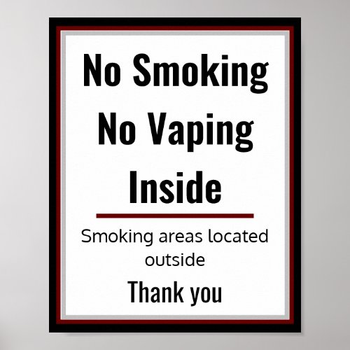 No Smoking Vaping Sign Poster 3 Custom Text Areas