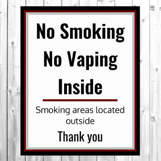 No Smoking Vaping Sign Poster 3 Custom Text Areas