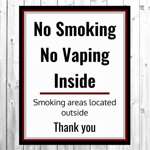 No Smoking Vaping Sign Poster 3 Custom Text Areas