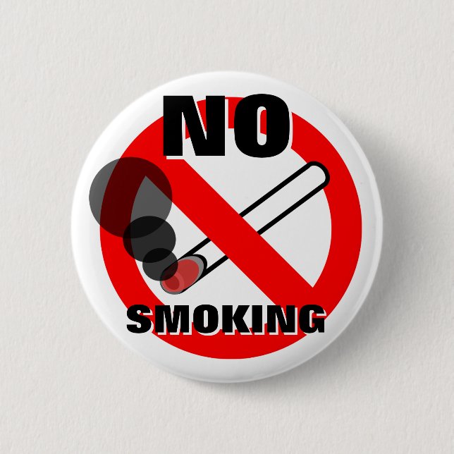 No Smoking Warning Sign Button (Front)