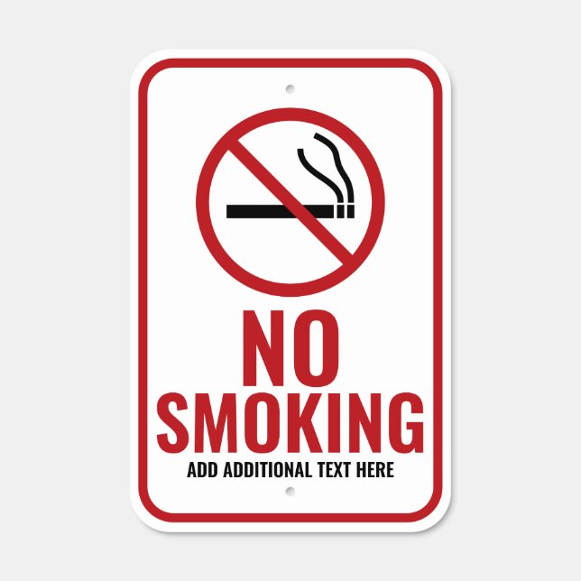 No Smoking with Custom 3 Lines of Text Metal Sign (Front)