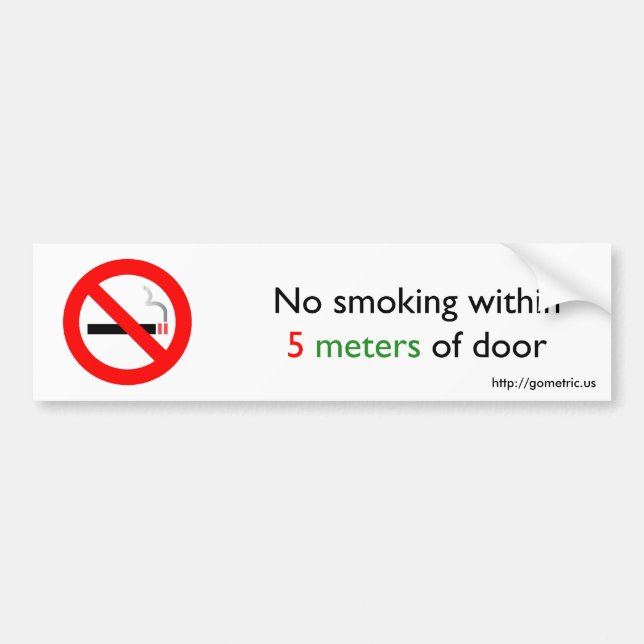 No smoking within 5 meters of door bumper sticker (Front)