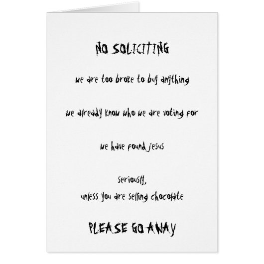No Soliciting (Front)