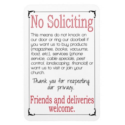 No Soliciting 4X6 Magnet