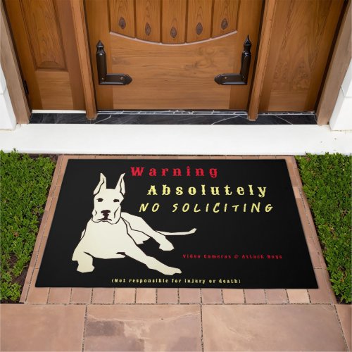 No Soliciting Attack Dog Warning Doormat