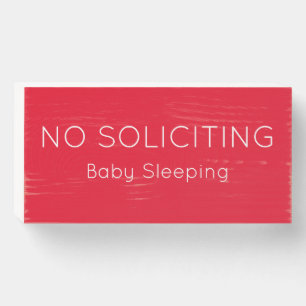 "NO SOLICITING Baby Sleeping" Wooden Box Sign