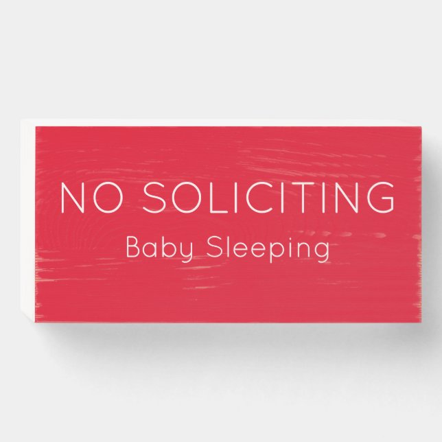 "NO SOLICITING Baby Sleeping" Wooden Box Sign (Front Horizontal)