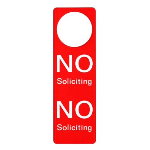 No Soliciting Bold Red Personal Business Wording Door Hanger