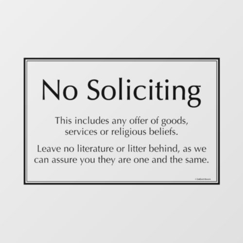 No Soliciting Cling