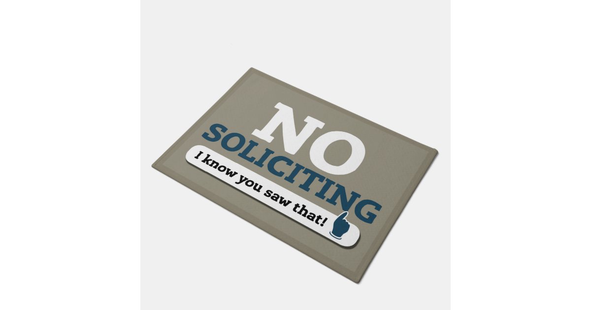 &ldquo;No Soliciting&rdquo; Door Mat - Beige | Zazzle