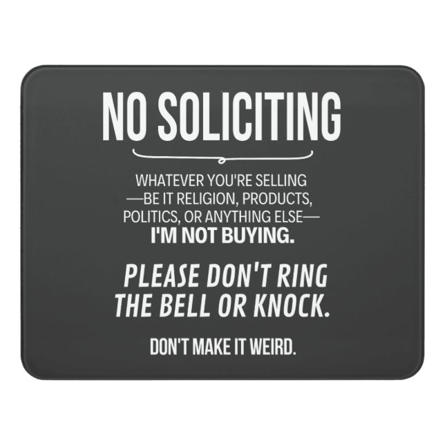 No Soliciting  Door Sign (Contemporary Front)