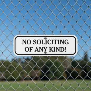 No Soliciting Durable Outdoor Black And White Sign