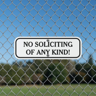 No Soliciting Durable Outdoor Black And White Sign