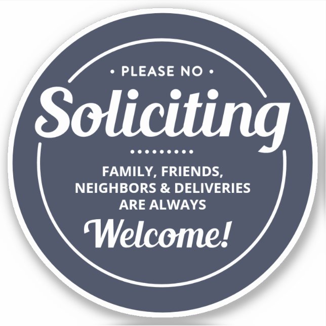 No Soliciting (Editable) Front Door 4" Vinyl Sticker (Front)