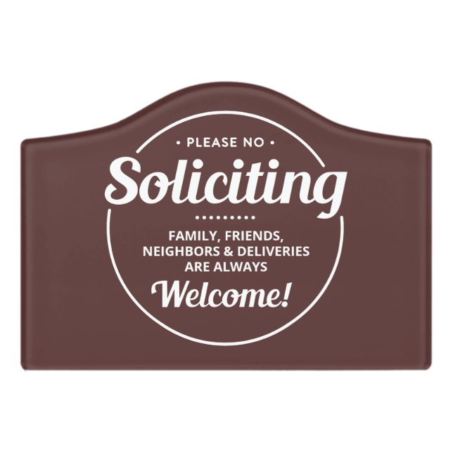 No Soliciting (editable) Front Entrance Welcome Door Sign (Small Crest Front)