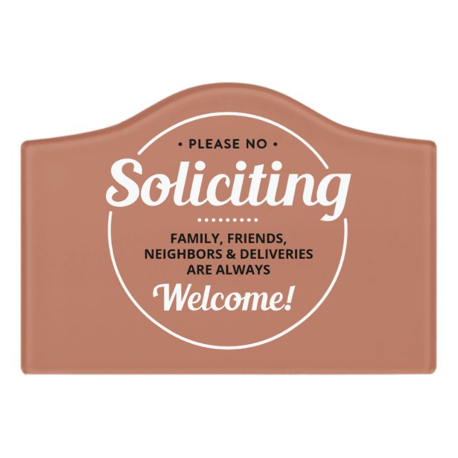 No Soliciting (editable) Front Entrance Welcome Door Sign (Small Crest Front)