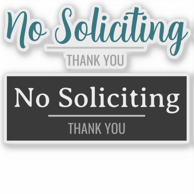 No Soliciting Front Door Sign Sticker (Front)