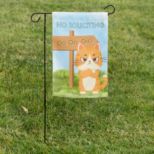 No Soliciting Funny Grumpy Cat Garden Flag