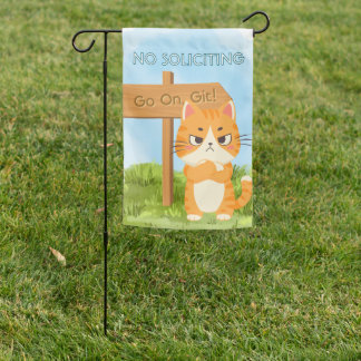 No Soliciting Funny Grumpy Cat Garden Flag